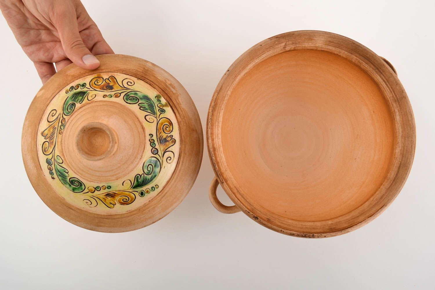 Pot cuisine fait main Vaisselle céramique peint motif ethnique Déco cuisine 2 L photo 2