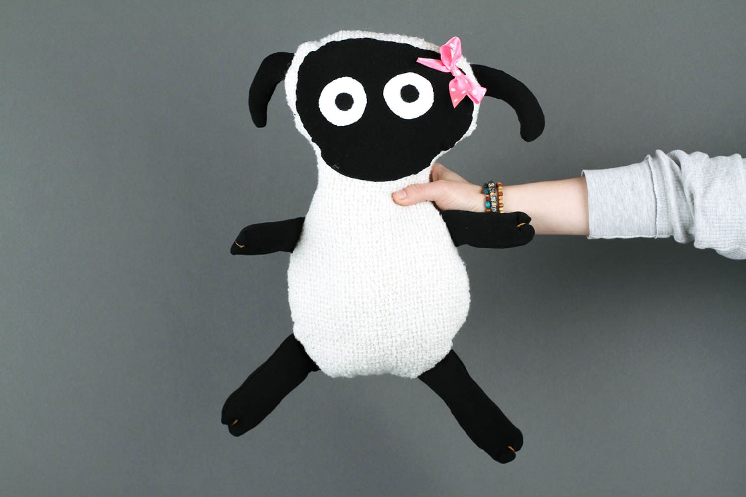 Игрушка ручной работы овечка игрушка интересный подарок мягкая красивая фото 6