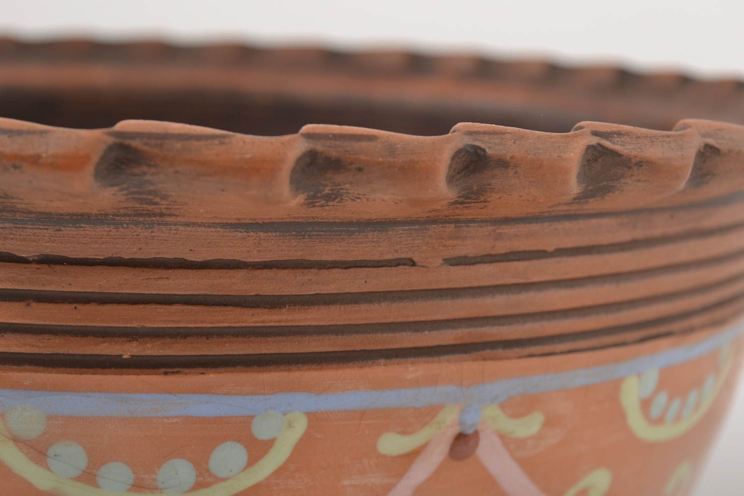 Керамическая миска ручной работы глиняная миска большая глиняная посуда 4 л фото 4