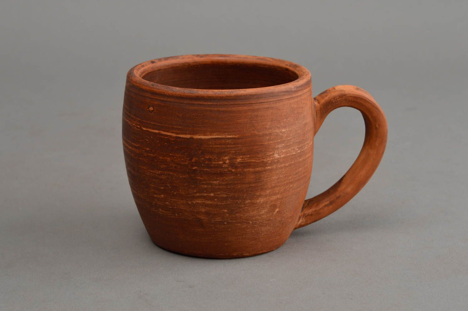 Originelle Tasse aus Ton öko rein in Braun für Haus handgemacht 180 ml foto 2