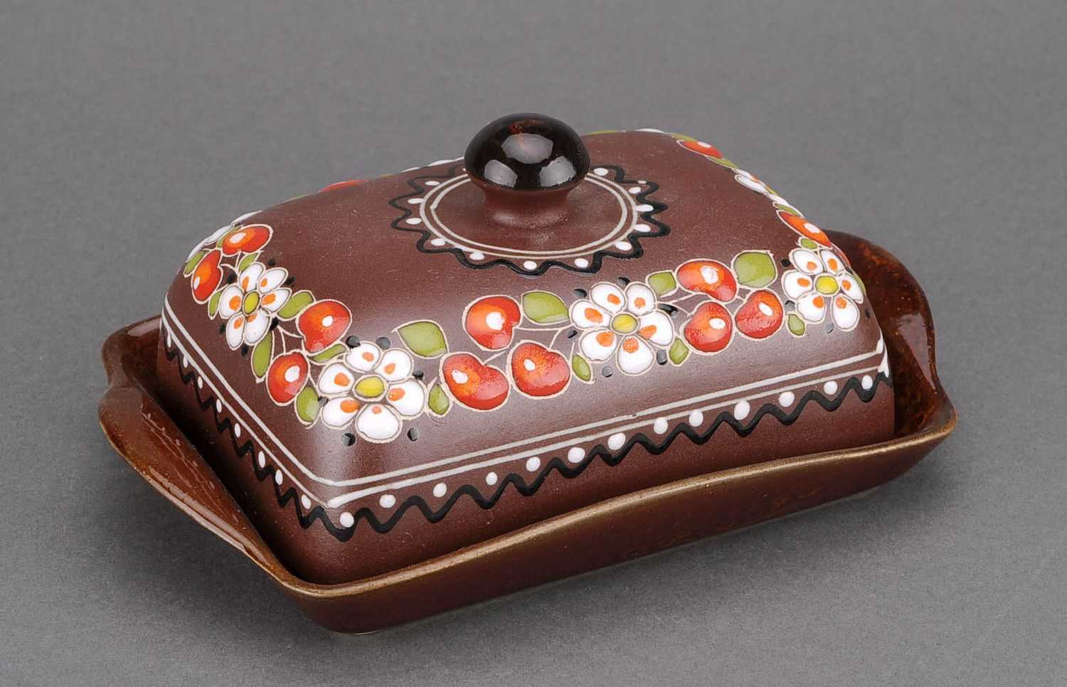 Ceramic patterned butter dish photo 1