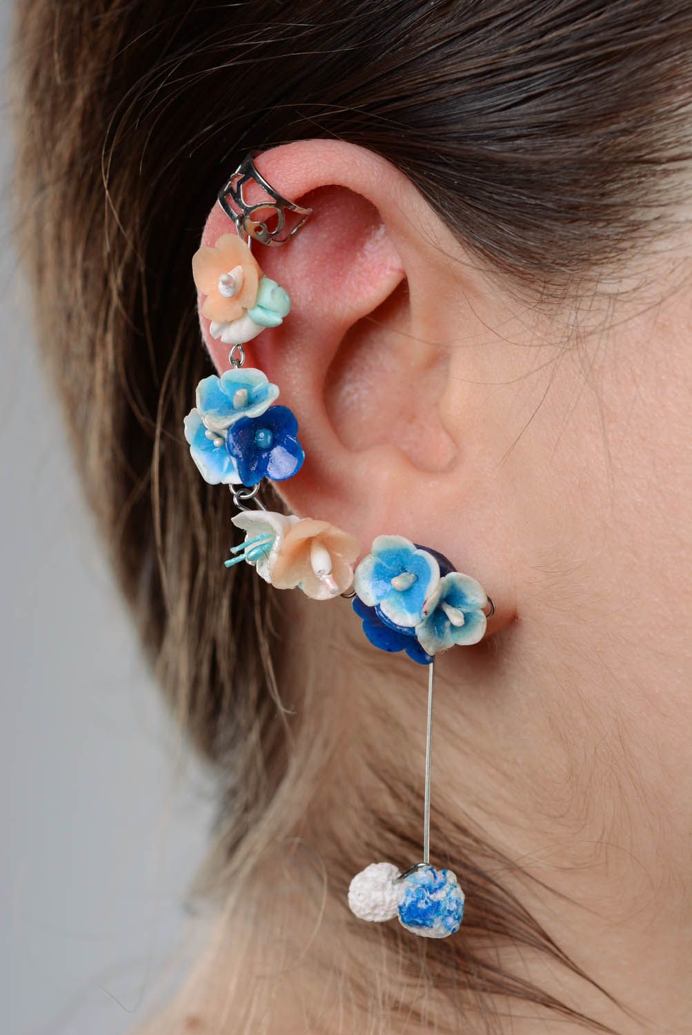 Boucles d'oreilles cuff avec pendentifs Éclat de couleur photo 3
