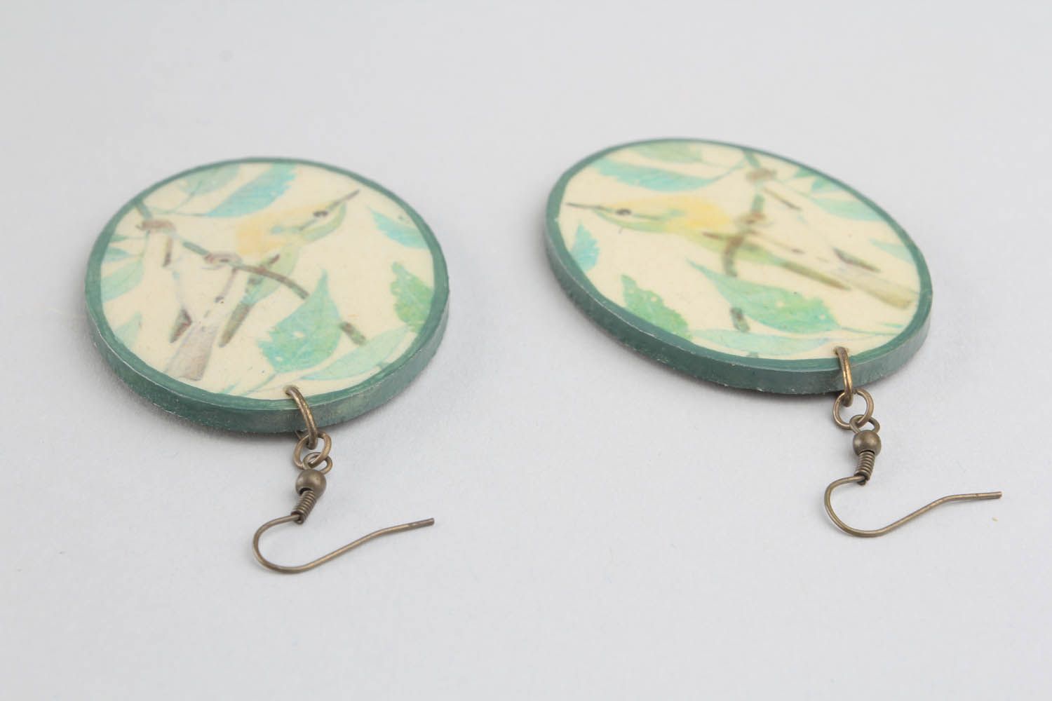 Earrings made using decoupage technique photo 2