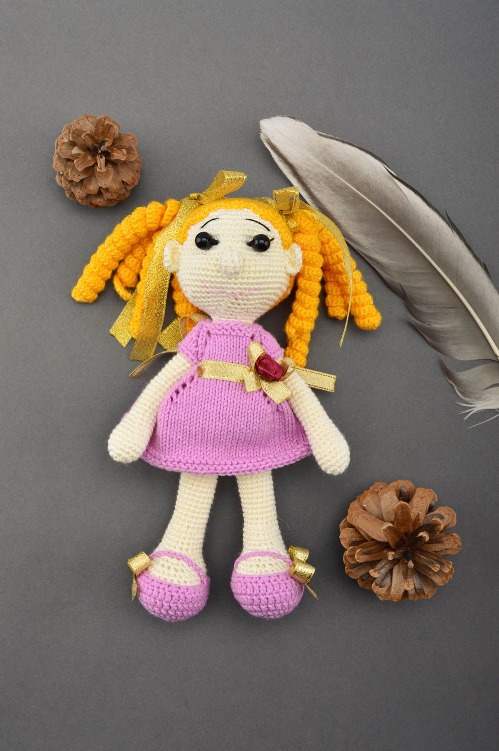 Handmade crochet doll designer doll unusual gift for baby nursery decor photo 1