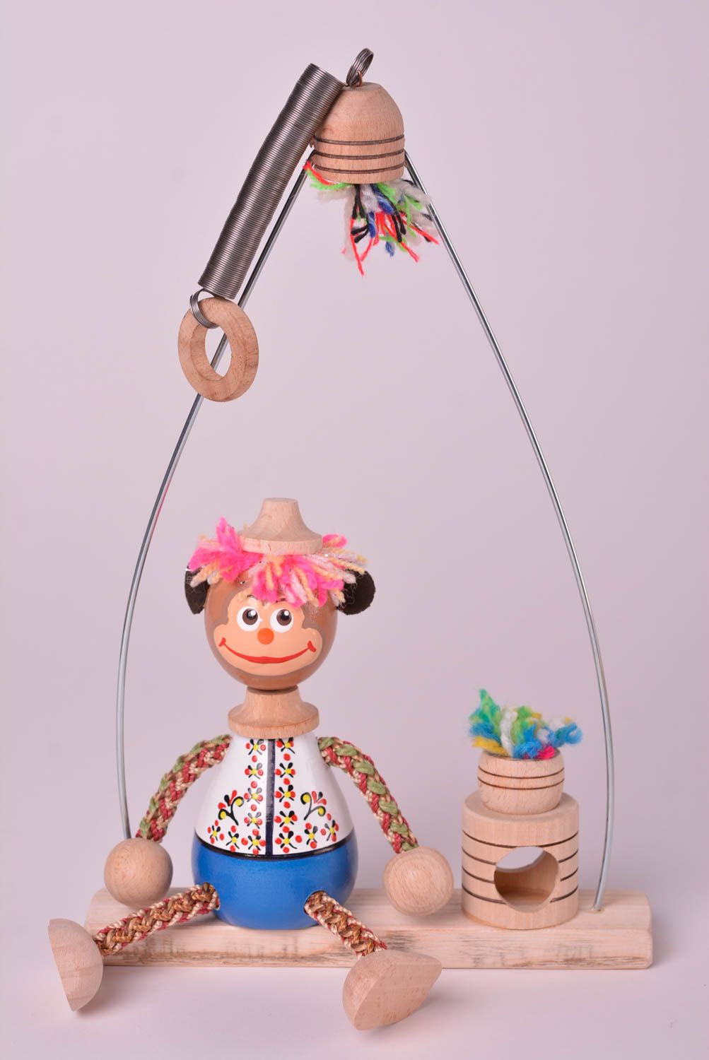 Figura de madera artesanal mono de juguete bonito regalo original para niño  foto 1