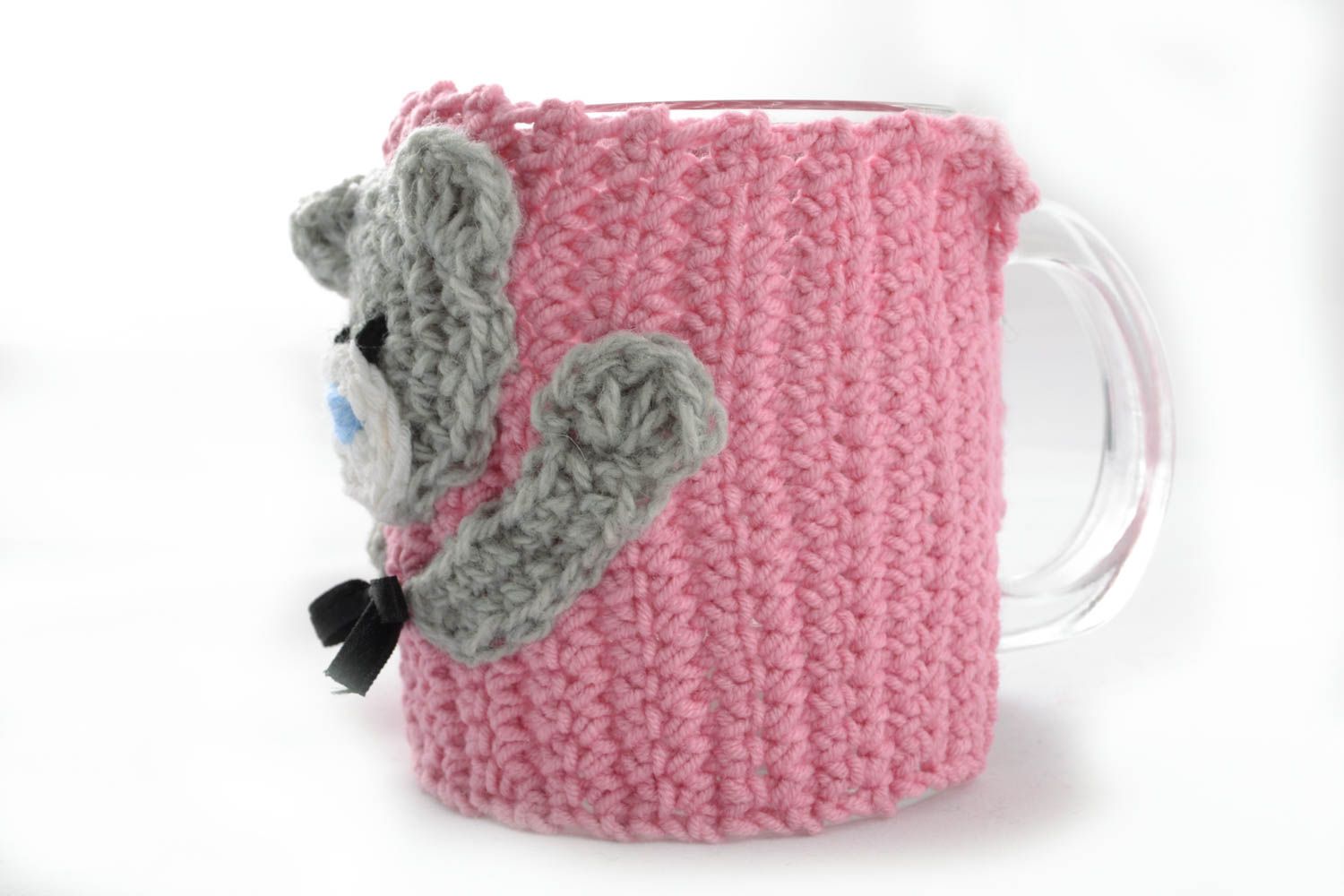 Cup with crochet cozy photo 1