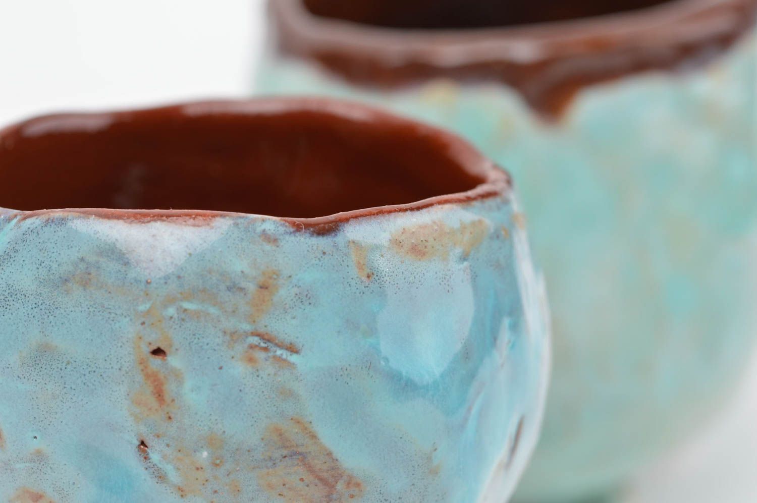 Handgemachte Keramik Geschenk Set Deko Tasse und Kerzenständer aus Ton foto 5