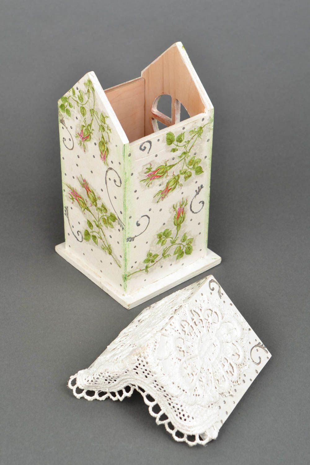 Casetta di legno per tè fatta a mano casetta per bustine di tè contenitore da tè foto 4