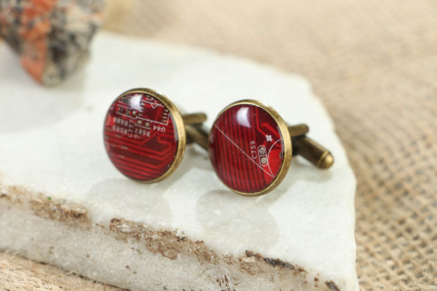 Cyberpunk cufflinks with microchip photo 4