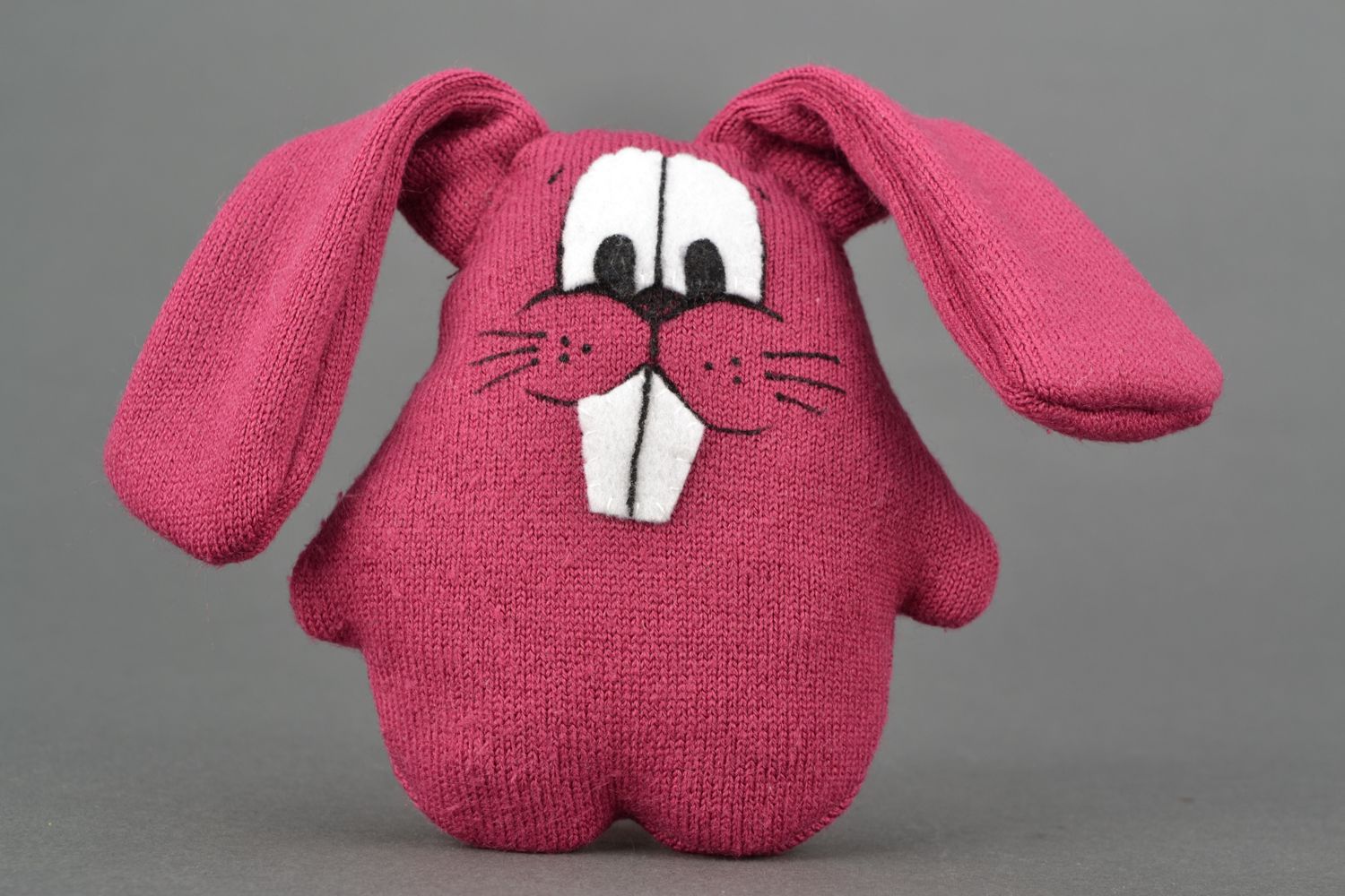 Мягкая игрушка заяц розовая из ткани  фото 3