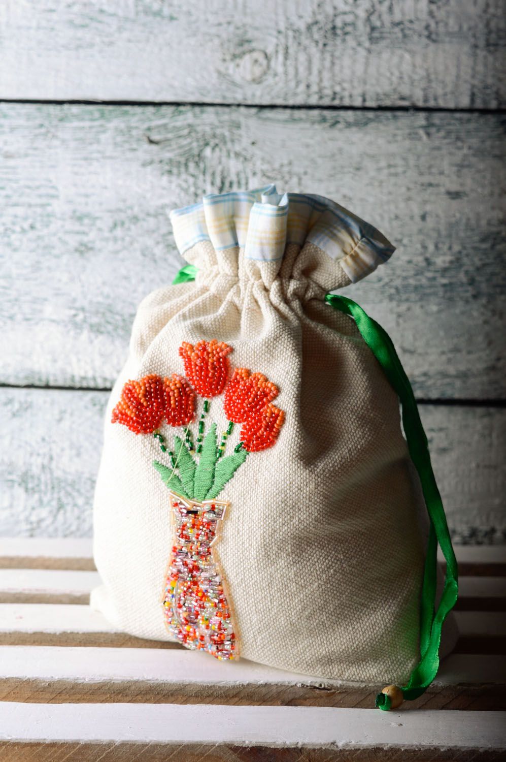 Decorative bag with bead embroidery photo 1