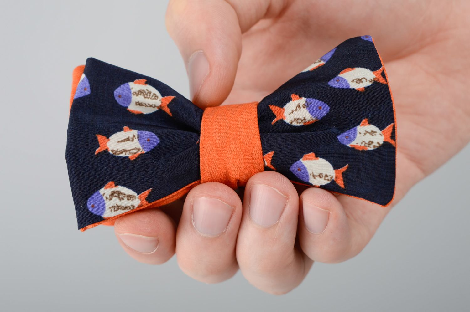 Two-sided fabric bow tie Fish photo 4