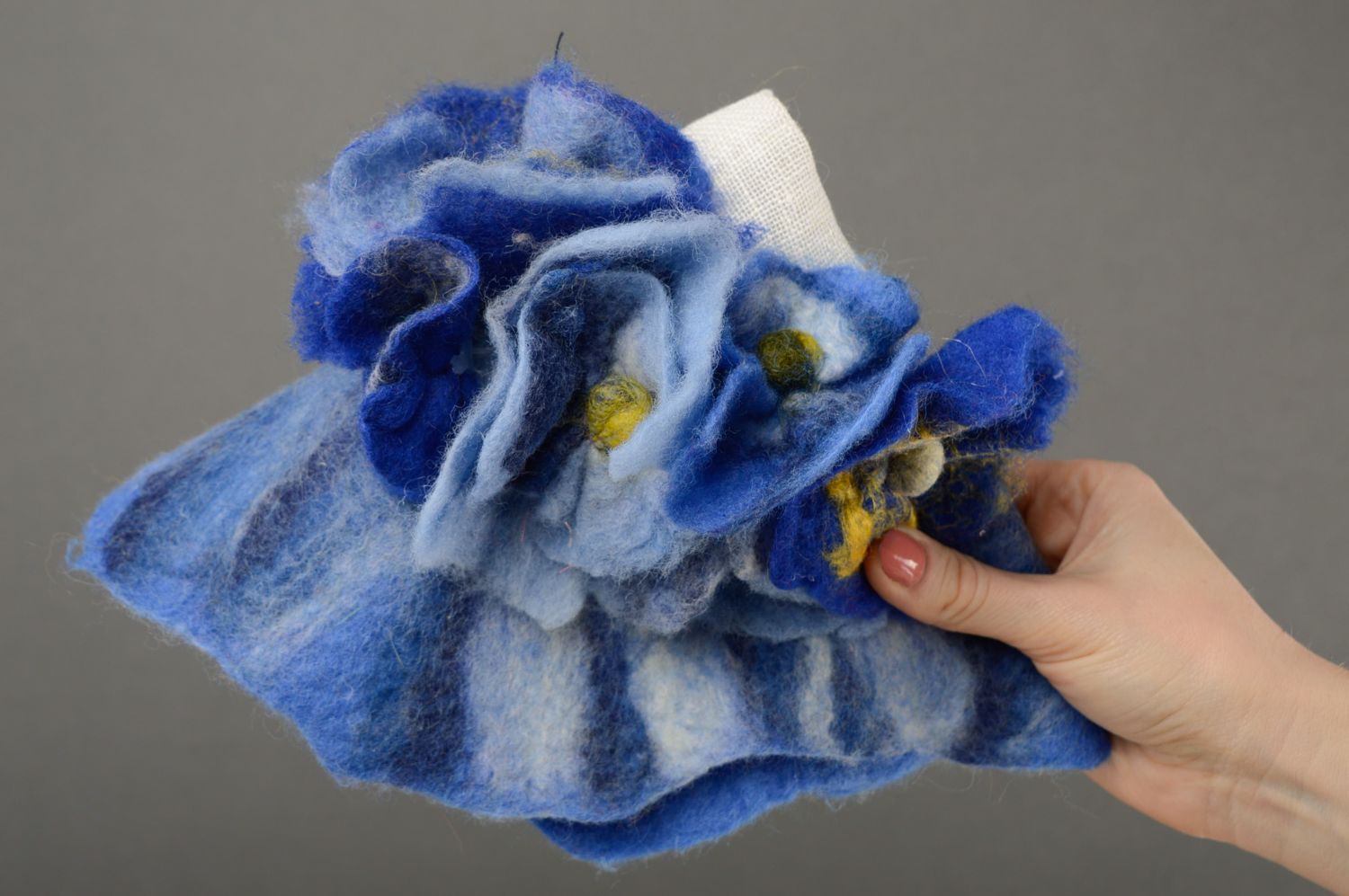 Napperon en laine feutrée original bleu  photo 4