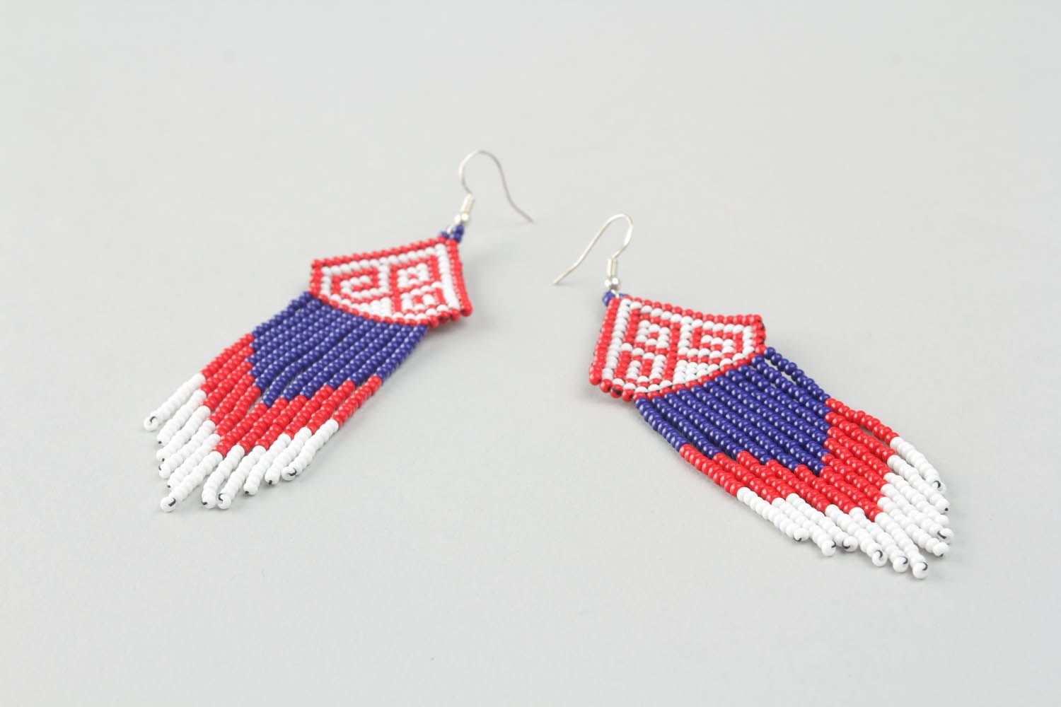 Beaded earrings with ornament photo 5