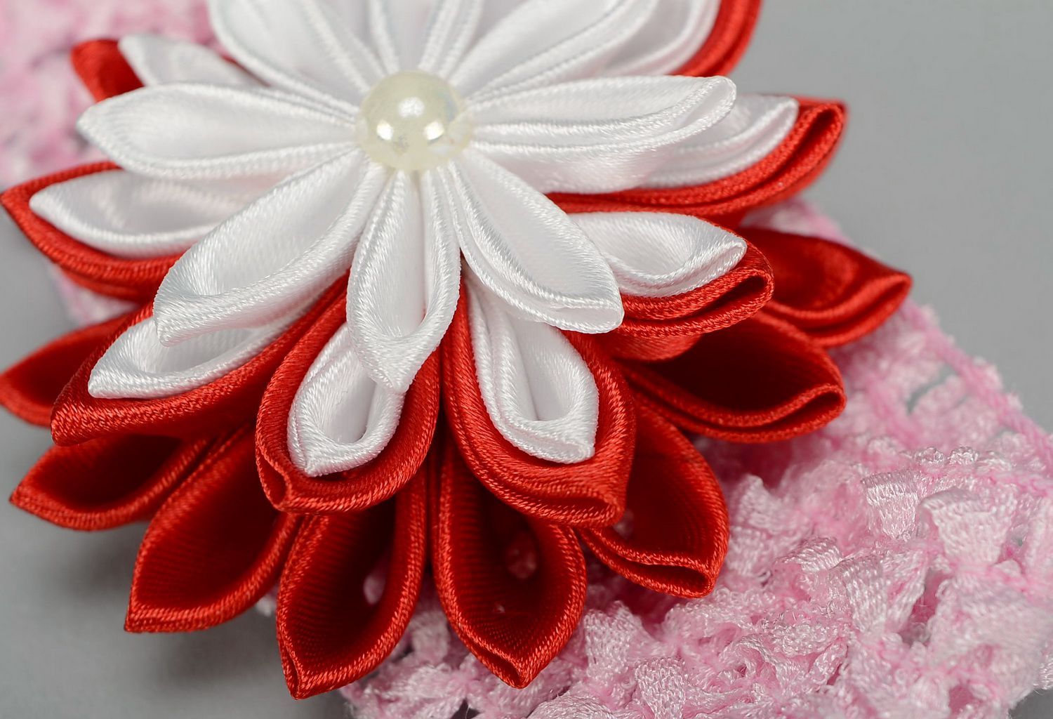 Headband Red and white flower photo 3