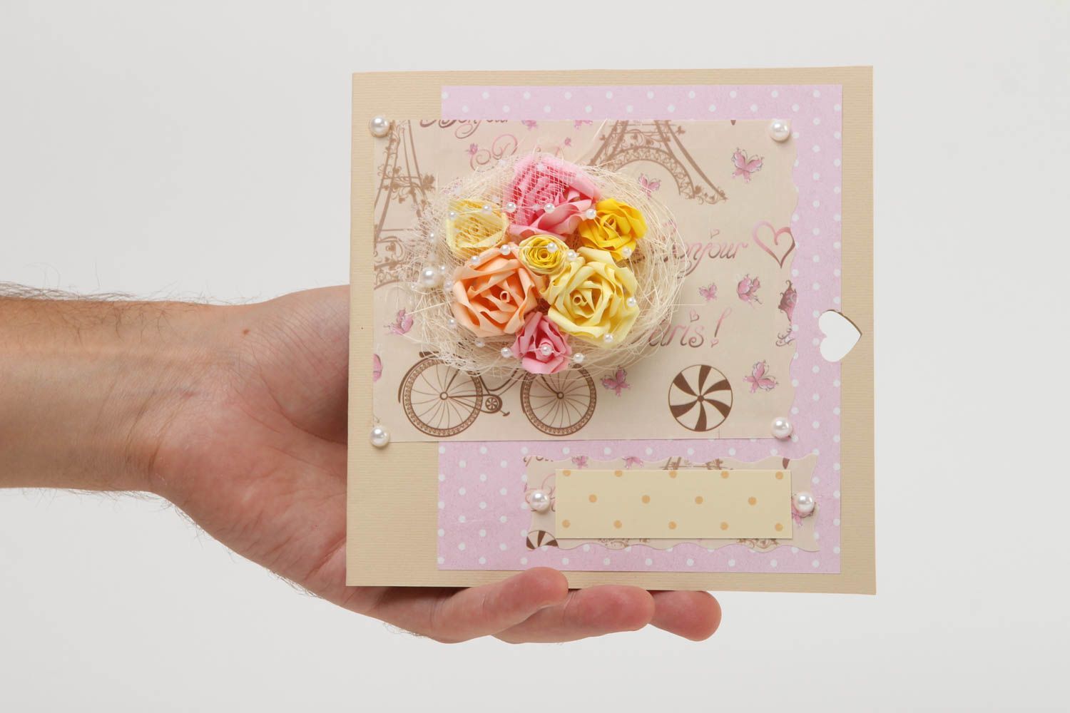 Handmade Scrapbook Karten schöne Grusskarten Papier Karten exklusiv mit Blumen foto 5