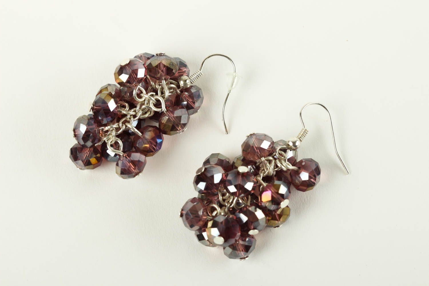 Серьги ручной работы гроздья серьги из хрусталя красивые модные серьги виноград фото 2