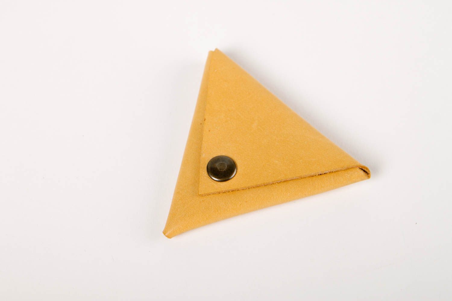 Женский кошелек подарок ручной работы бежевый треугольный кошелек для монет фото 3