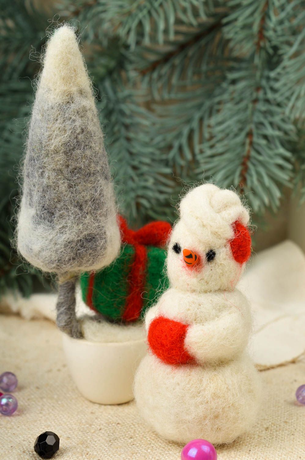 Juguetes navideños hechos a mano de lana elementos decorativos regalo original foto 2