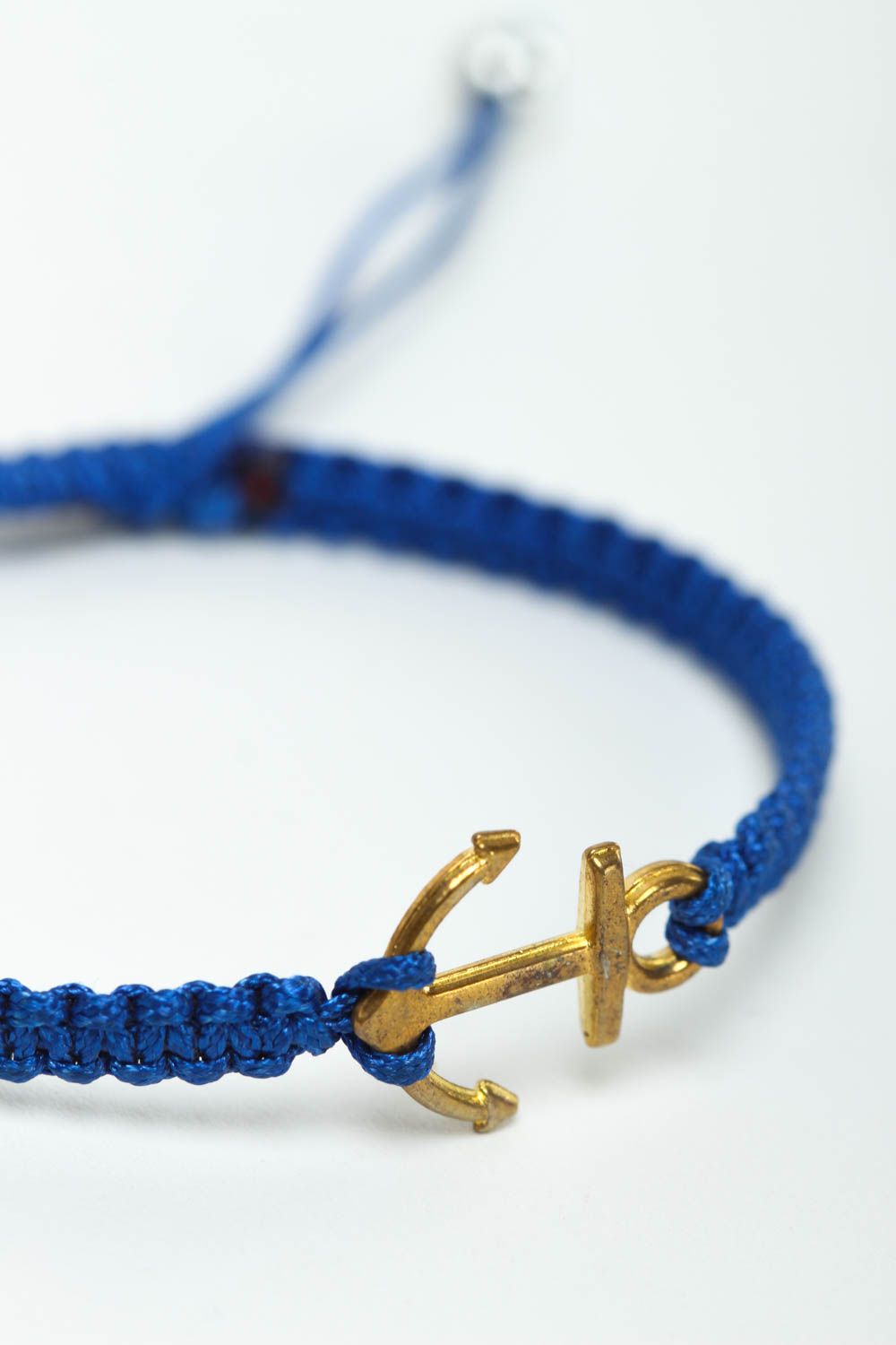 Bracelet textile Bijou fait main bleu avec ancre Accessoire femme original photo 3