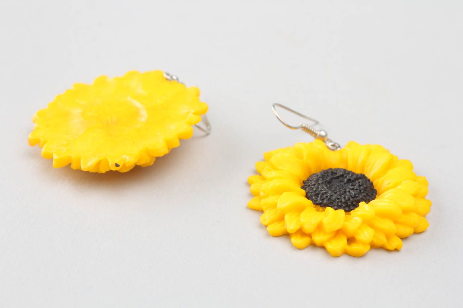 Polymer clay earrings Sunflowers photo 4