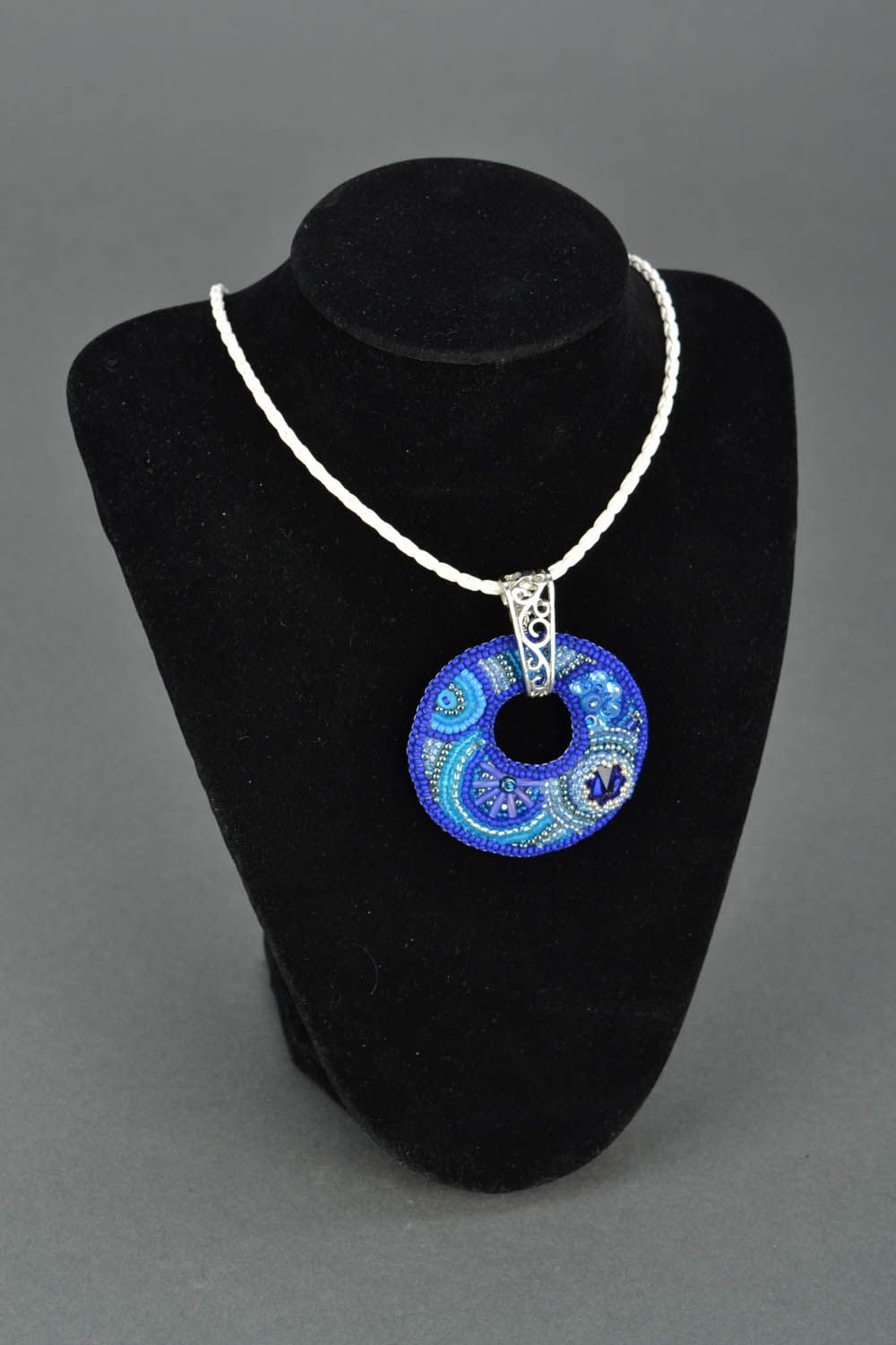 Handmade beaded necklace Blue Dreams  photo 1