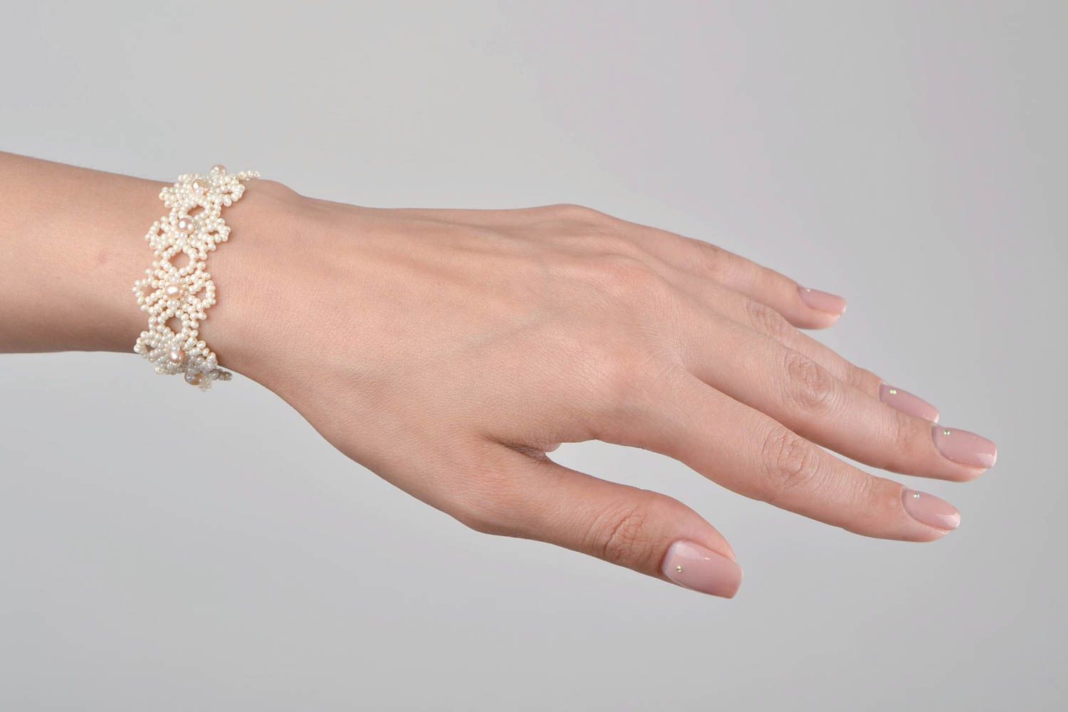 Handmade designer seed beaded bracelet unique wrist accessory present for women photo 2