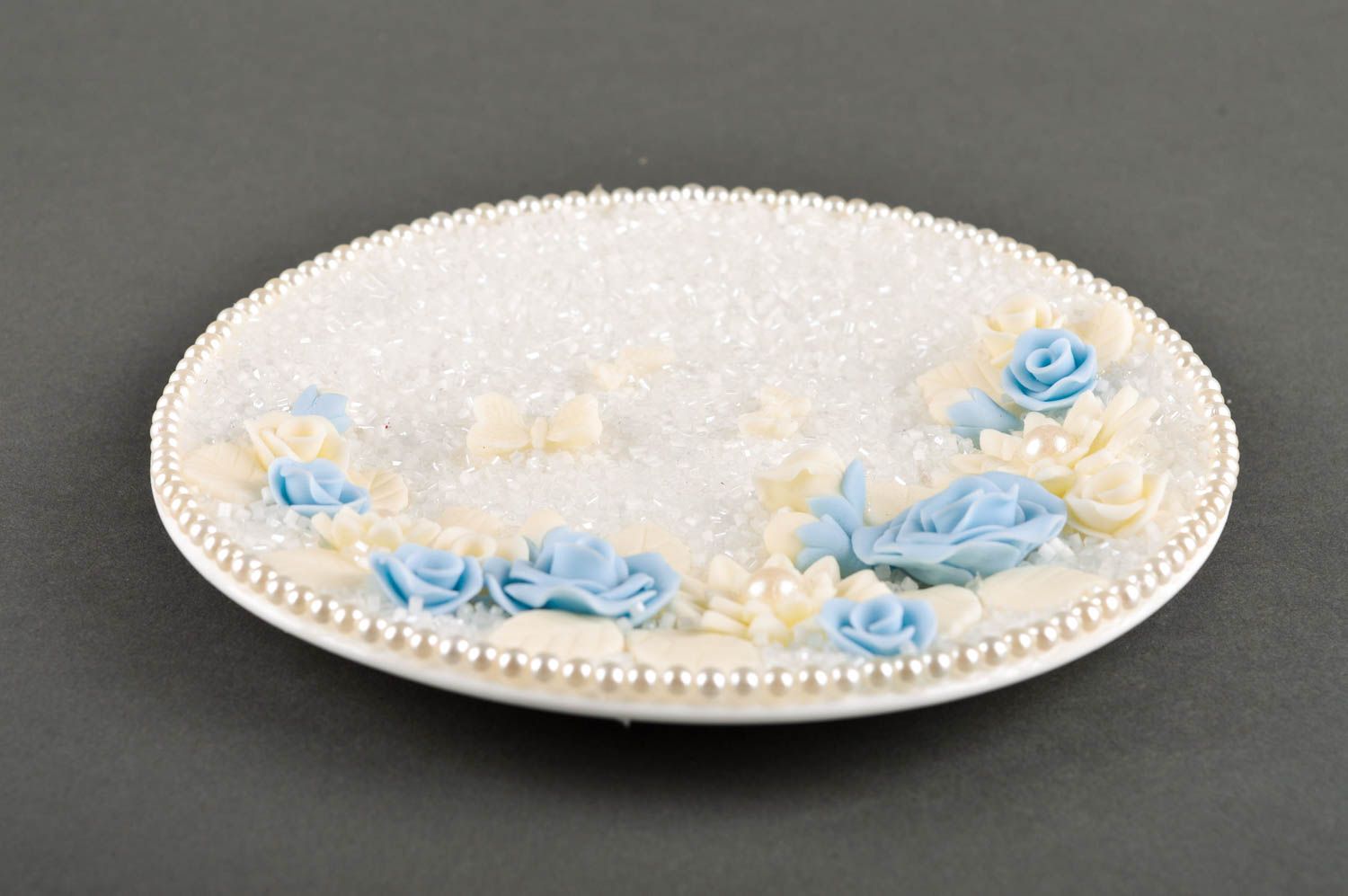 Assiette décorative Décoration fait main en céramique avec fleurs Vaisselle déco photo 4