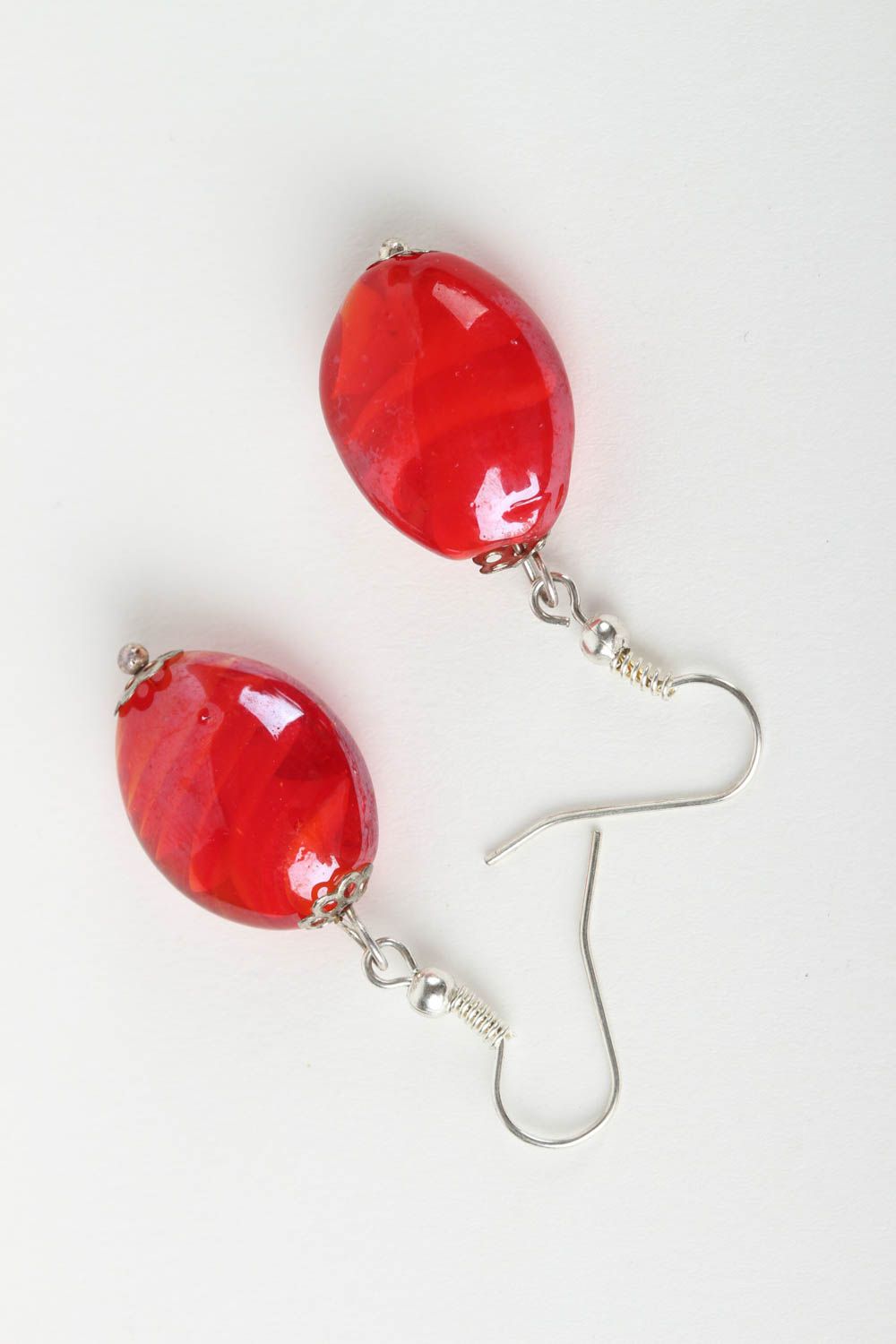 Boucles d'oreilles rouges Bijou fait main en verre de Murano Idée cadeau femme photo 2