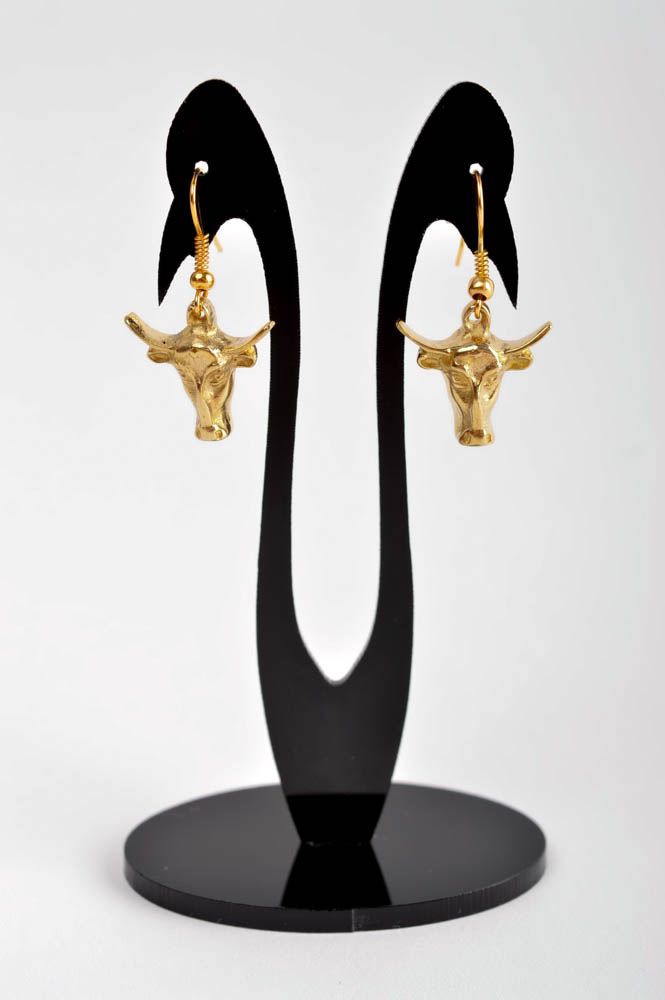 Lange Ohrhänger handmade goldfarbig Metall Schmuck lang Ohrringe für Damen foto 2