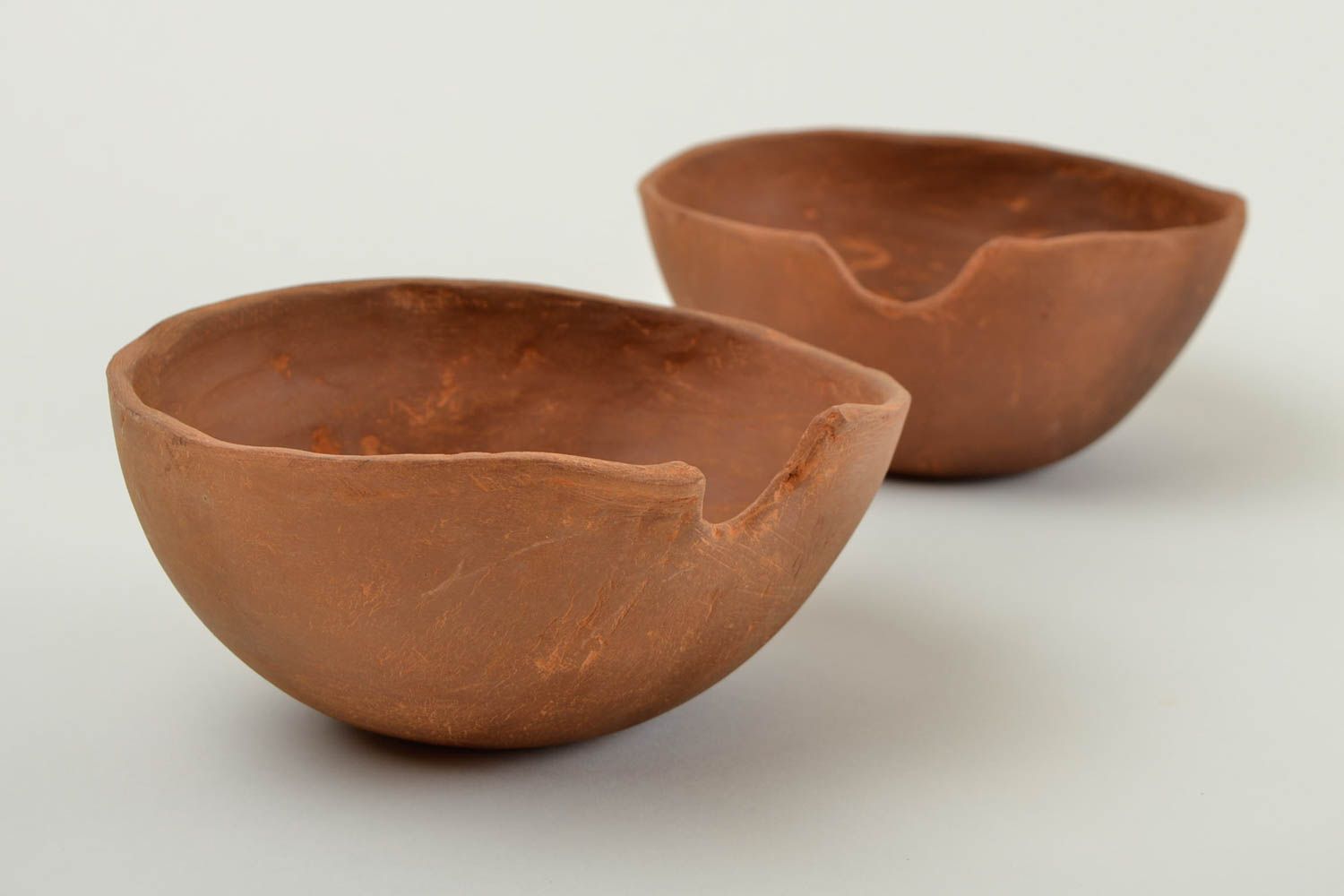 Unusual handmade ceramic bowl clay bowl design 2 pieces kitchen supplies photo 5