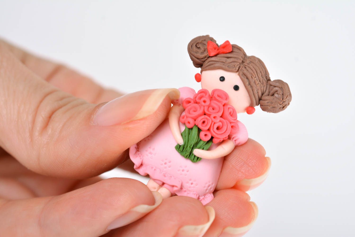 Broche originale Bijou fait main pâte polymère fille en rose Cadeau femme photo 2