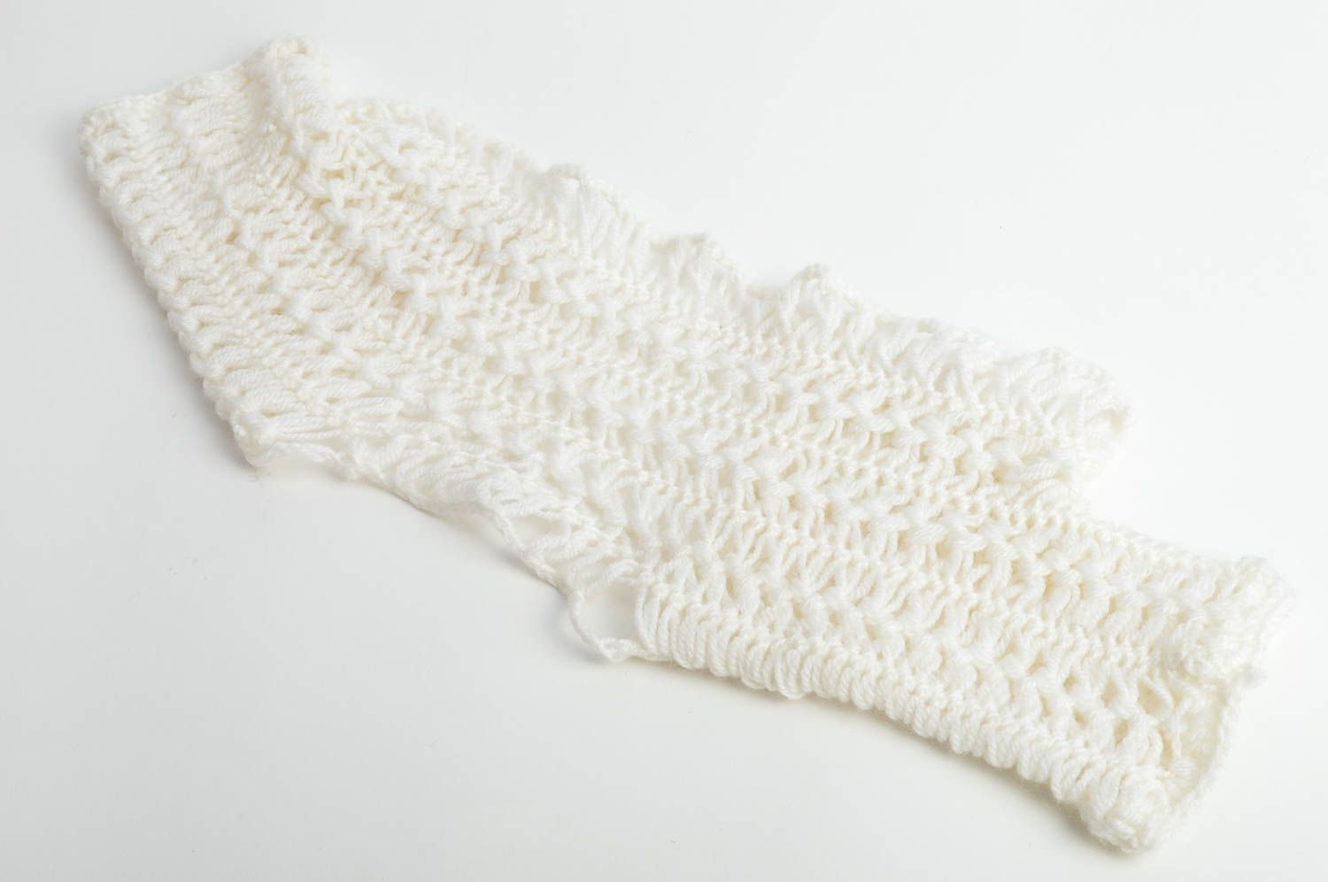 Handmade designer festive white lacy crocheted bolero for baby girl photo 4