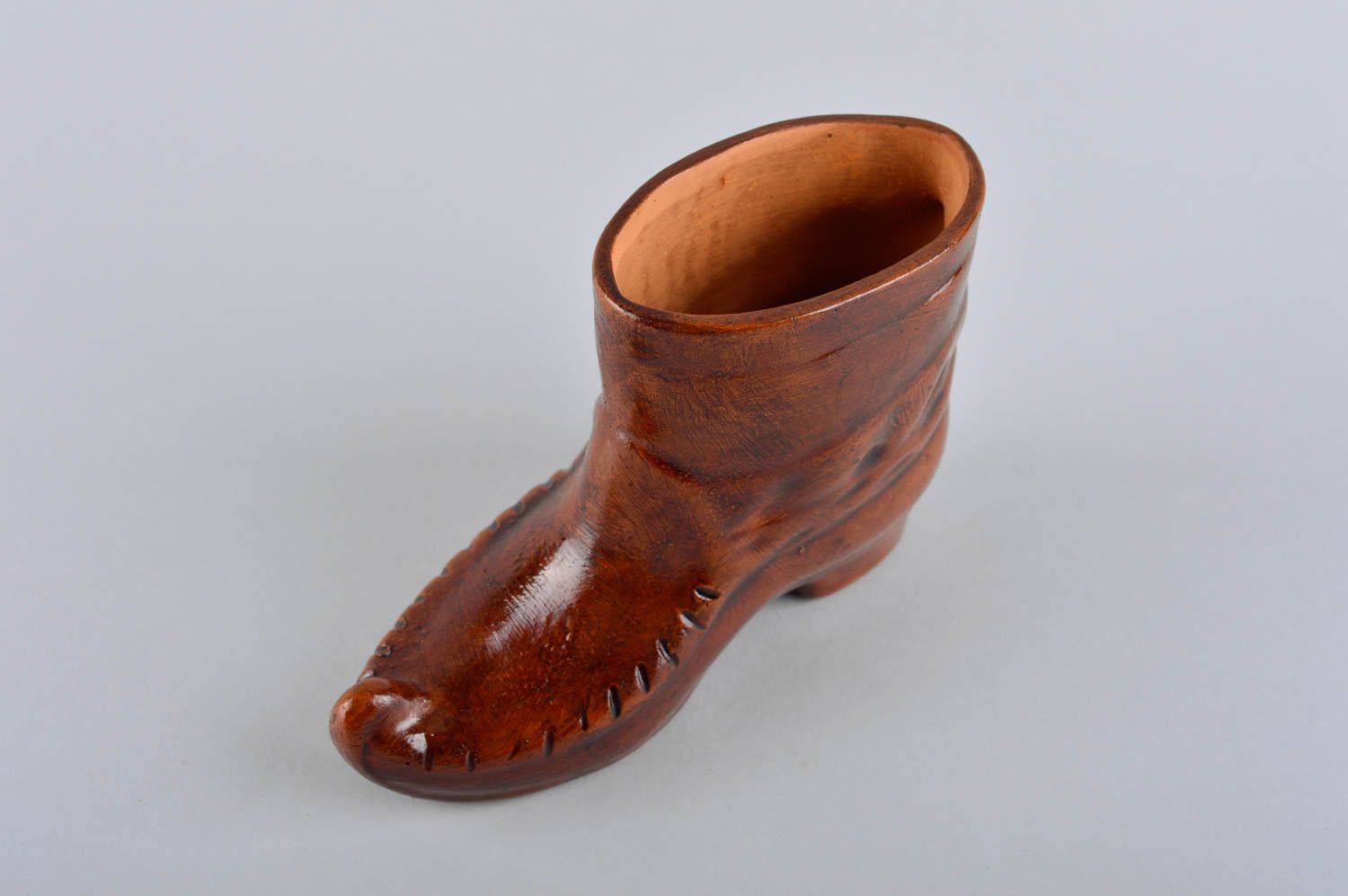 8 oz decorative boot shape ceramic brown vessel for home décor 0,5 lb photo 2