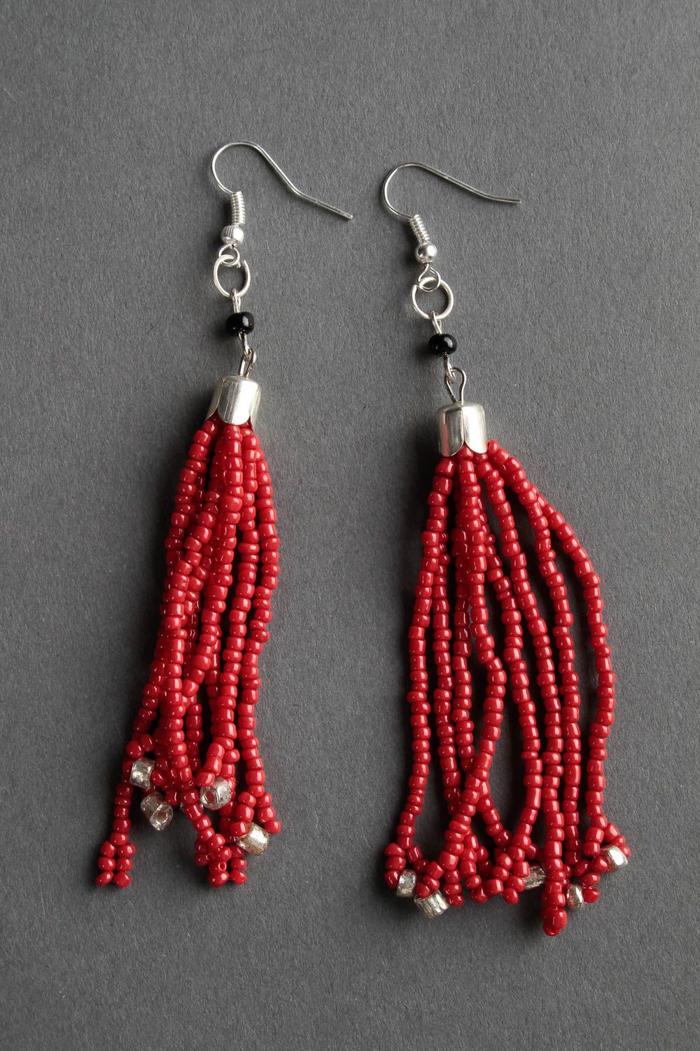 Handmade cute red long earrings jewelry for party large dangling earrings photo 2