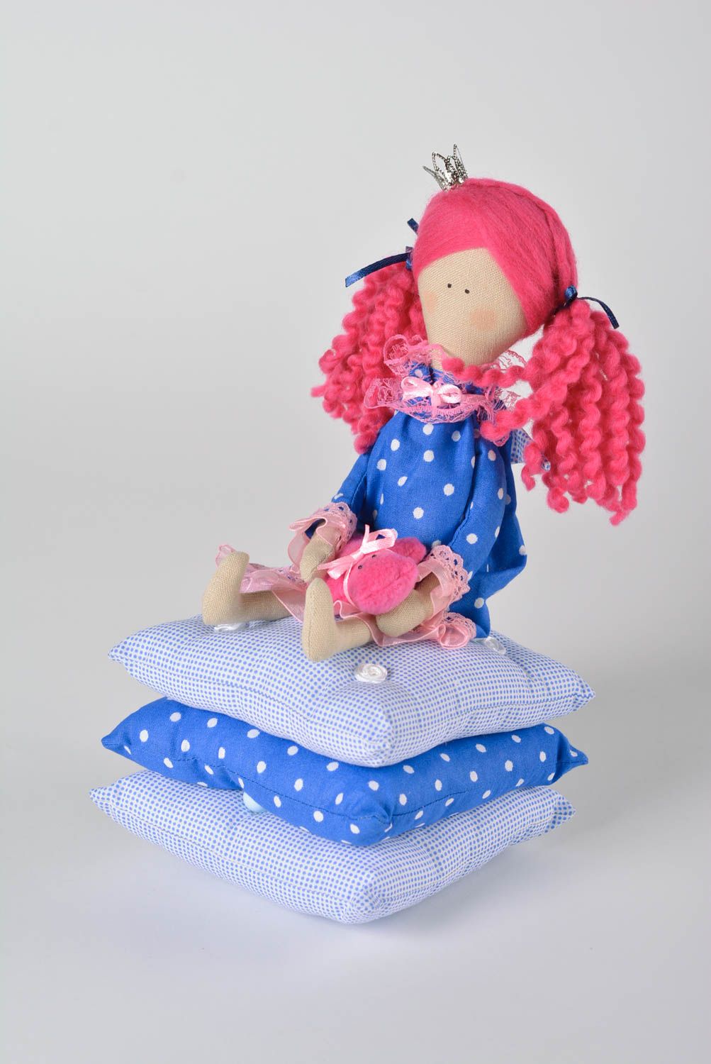 Decorative fabric doll handmade stuffed toy present for baby nursery decor photo 1