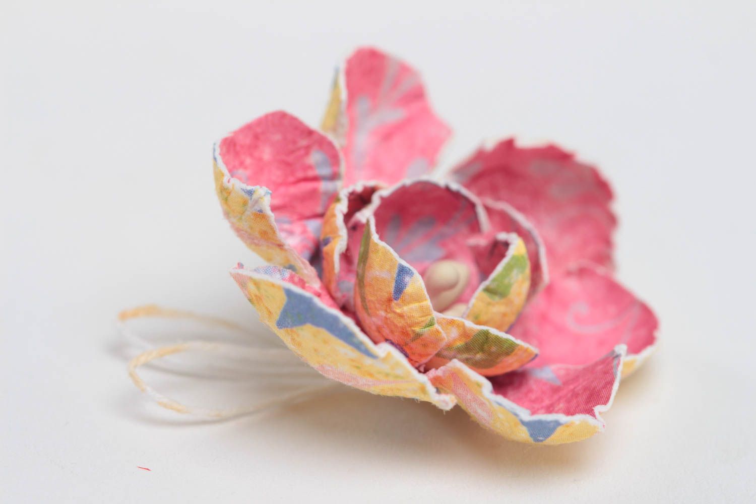 Handmade designer pink paper flower for scrapbooking creative work photo 3