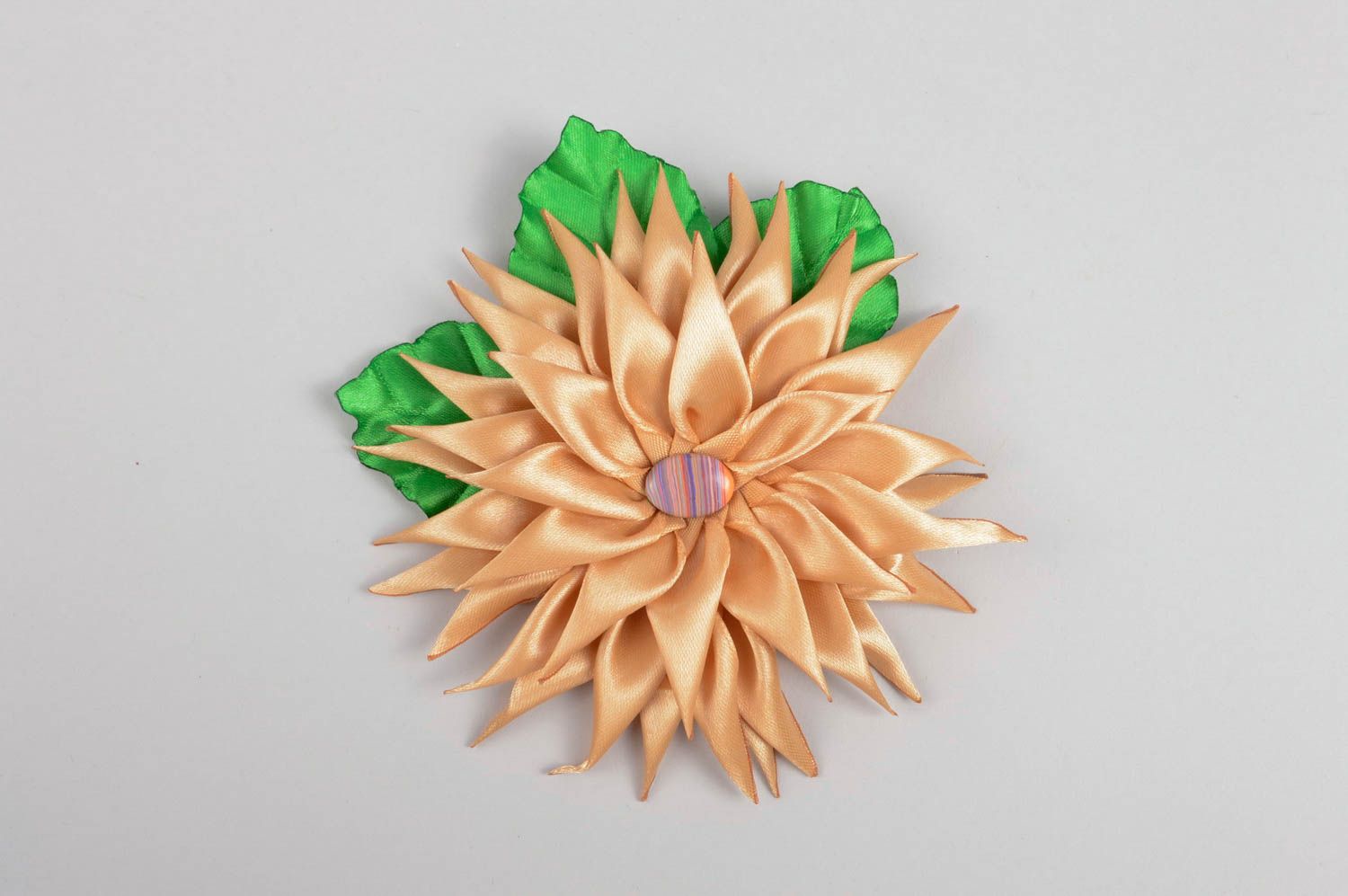 Pince cheveux faite main Barrette fleur avec feuilles Accessoire pour femme photo 5