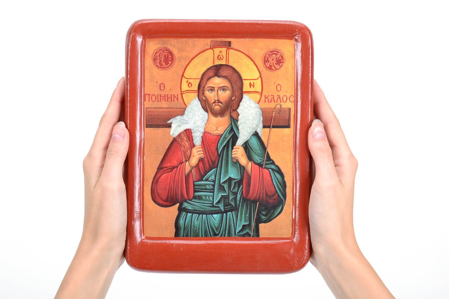 Печатная икона репродукция Христос Добрый Пастырь фото 2