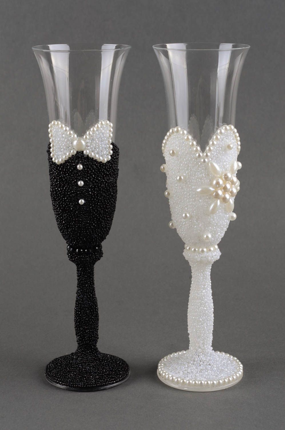 Champagne glasses handmade decorative glasses champagne flutes wedding decor photo 2