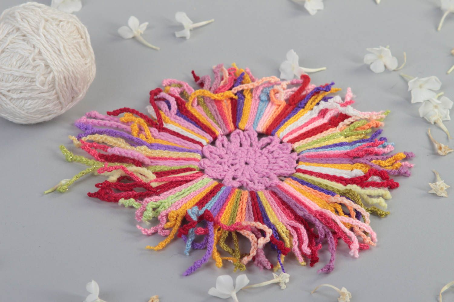 Handmade crocheted coaster stylish textile for home unusual interior decor photo 1