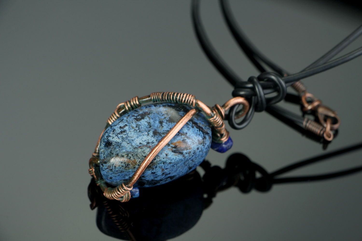 Copper pendant with natural stones photo 1