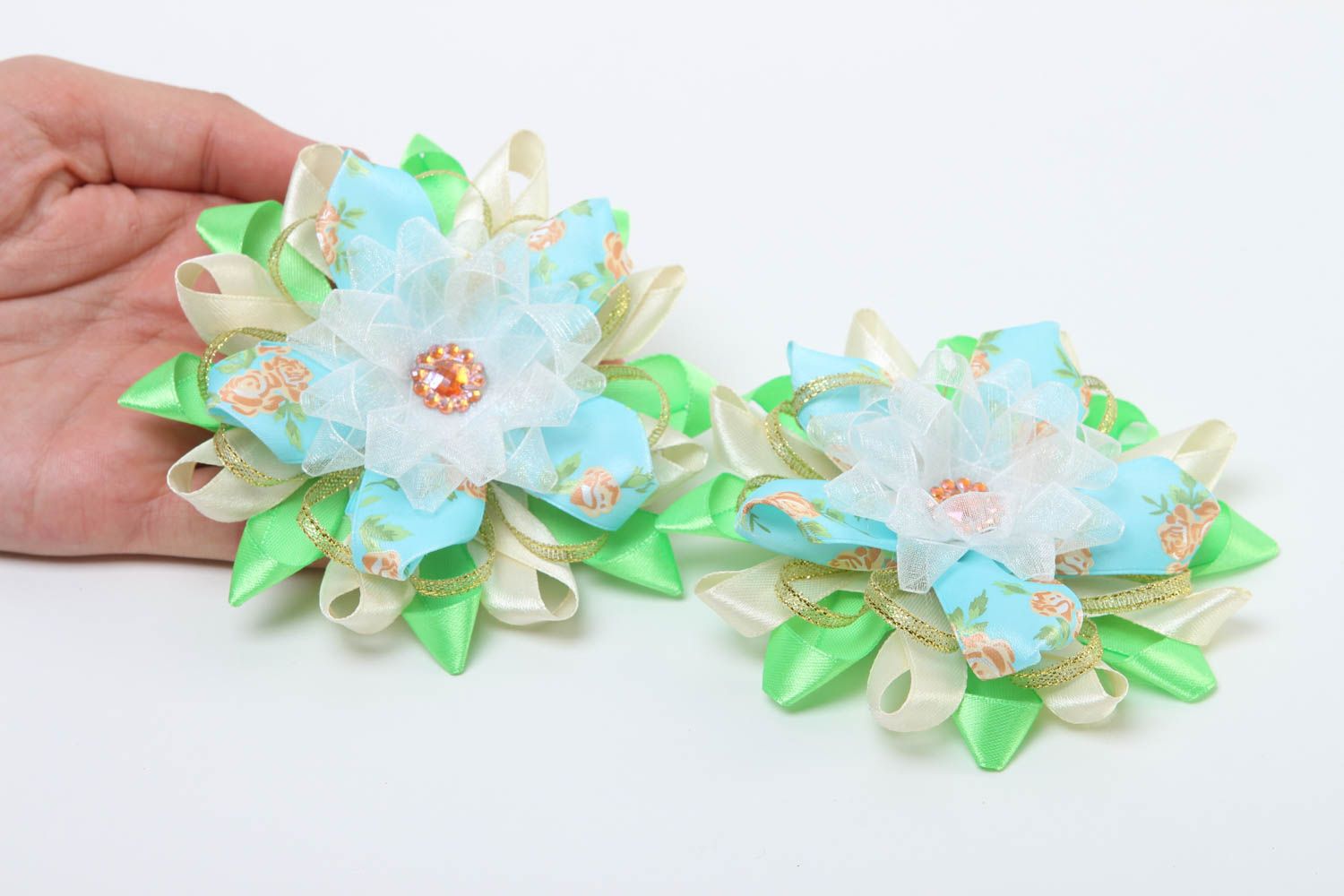 Handmade flower hair clip 2 pieces kanzashi flower hair accessories for girls photo 5