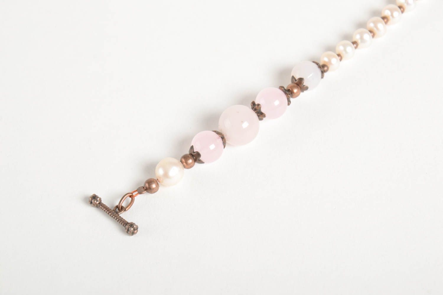 Bracelet pierres naturelles Bijou fait main quartz rose perles Accessoire femme photo 4