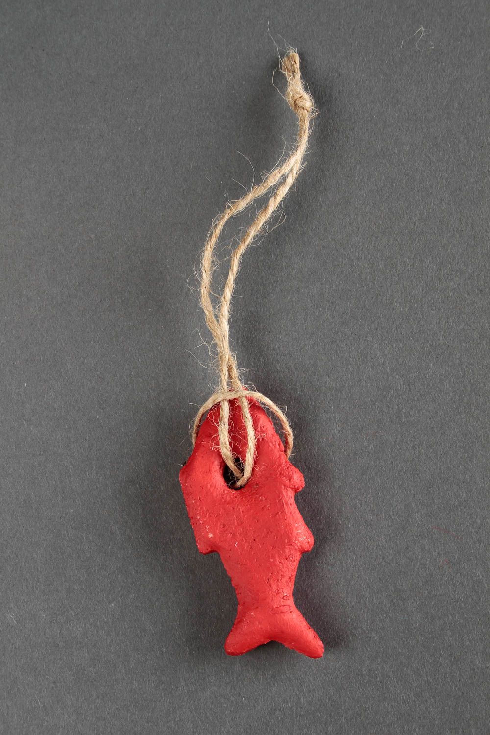 Deko für Weihnachten handmade Salzteig Figur Wohn Accessoire roter Fisch foto 4