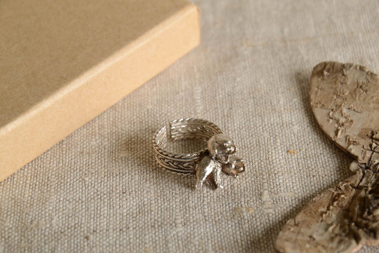 Handmade Schmuck Ring aus Silber Damen Modeschmuck Accessoire für Frauen Blumen foto 1