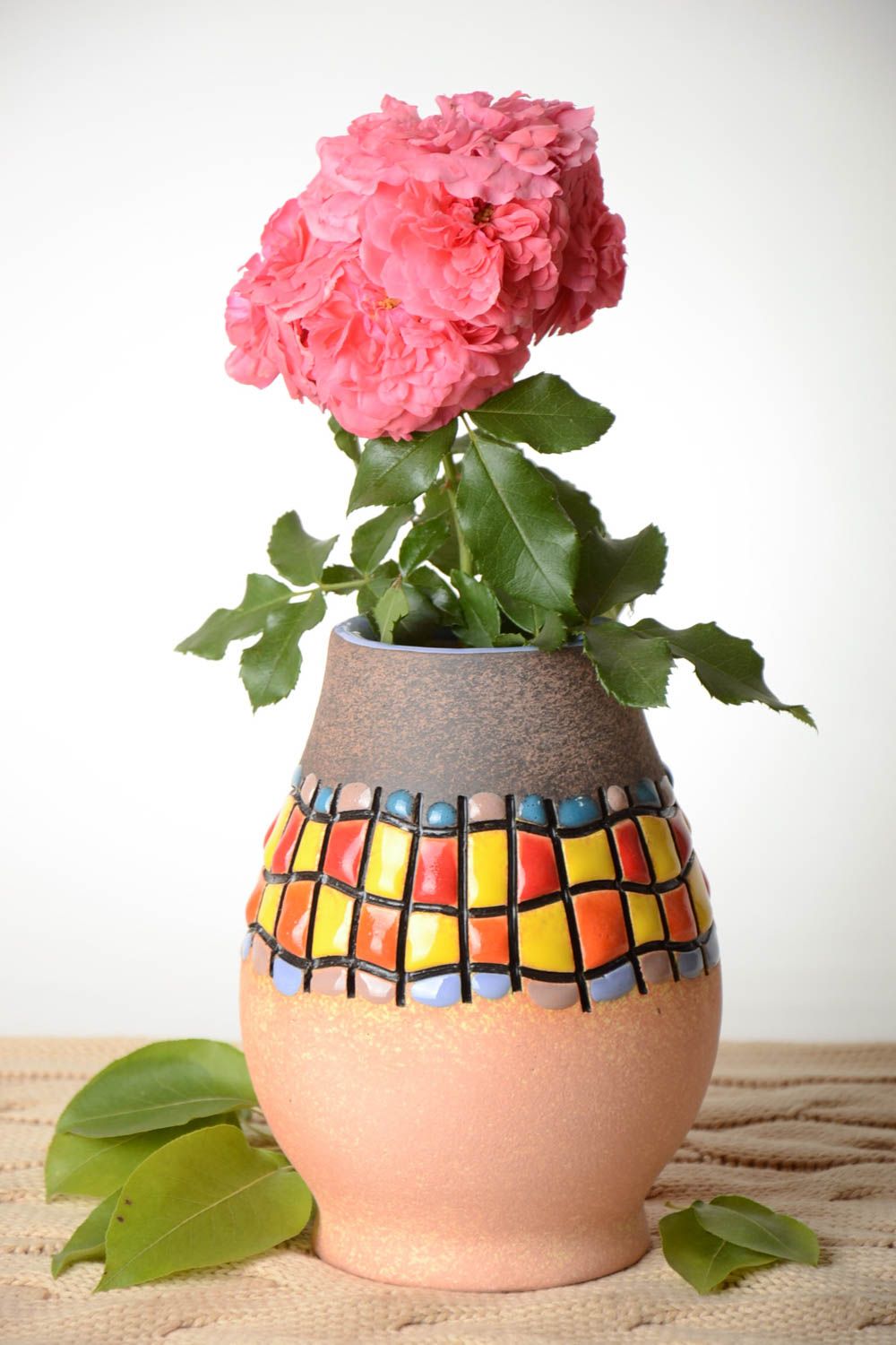 Handmade Keramik Vase originell Haus Deko schöne ausgefallene Vase bemalt 800 ml foto 1