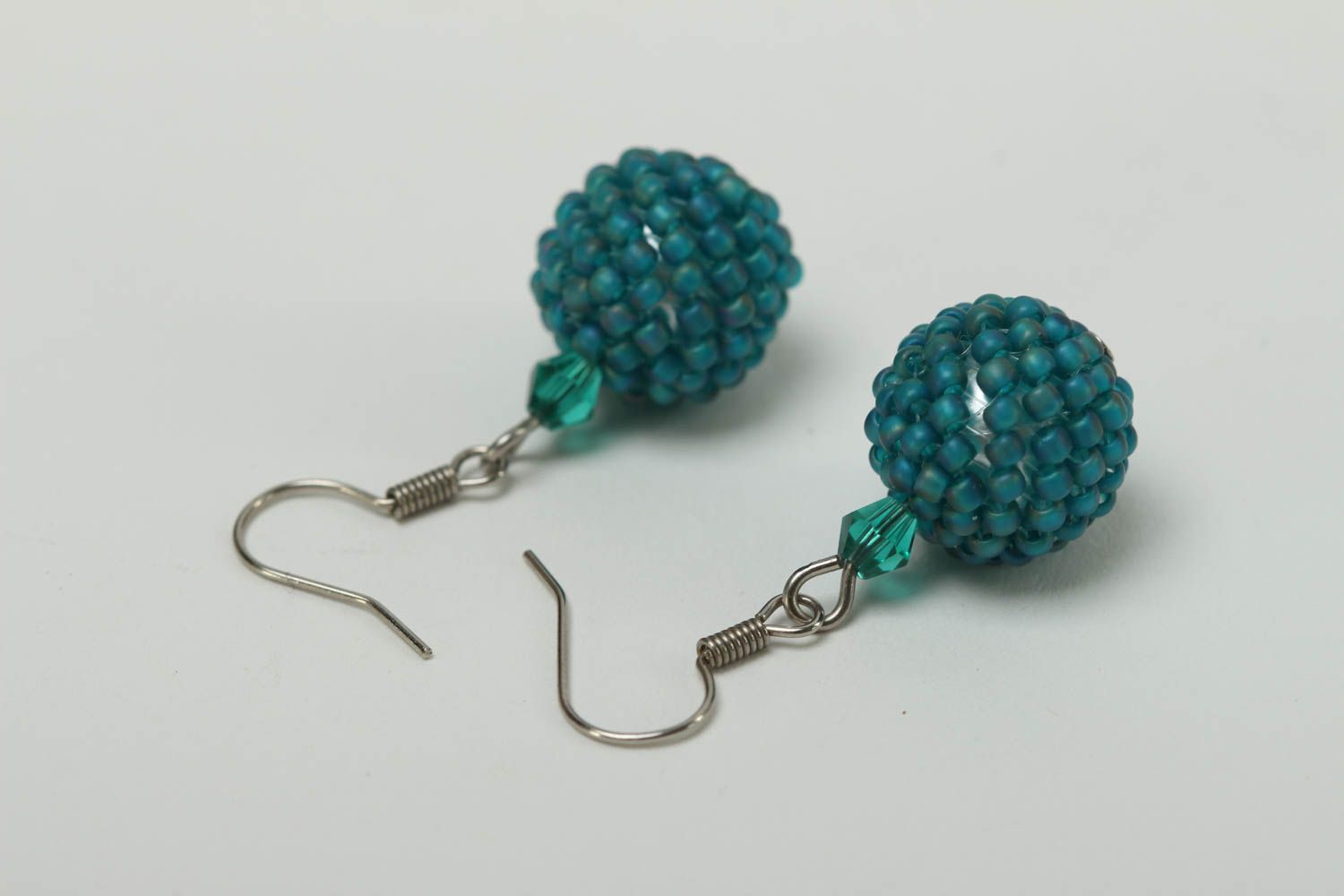 Handmade blaue Kugeln Ohrringe Glasperlen Schmuck Accessoire für Frauen foto 4