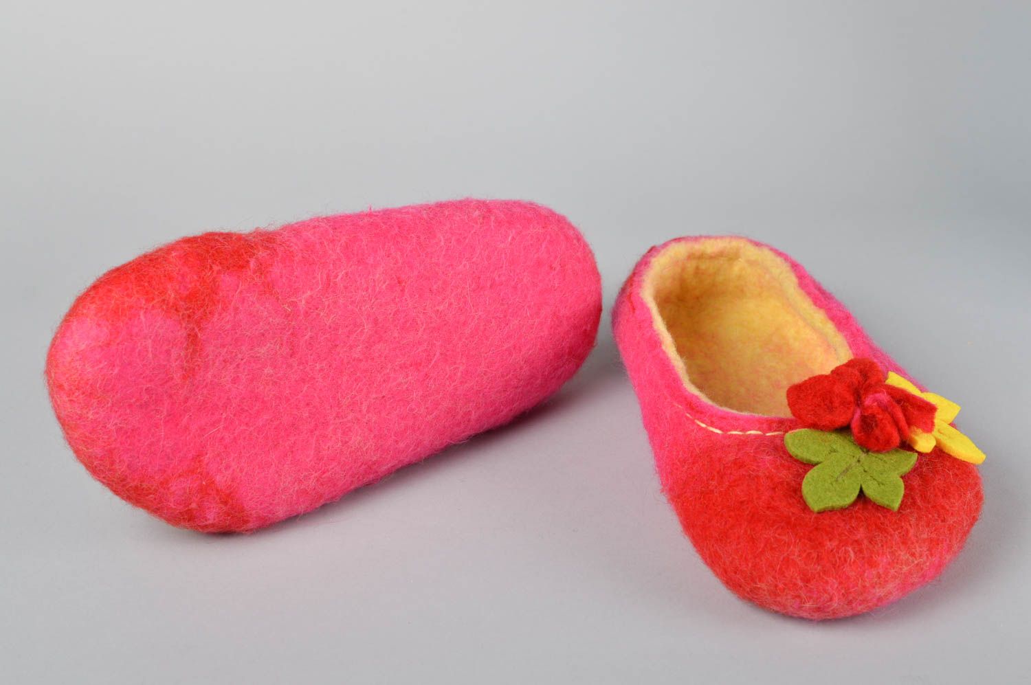 Zapatillas de casa de fieltro hechas a mano calzado para mujer regalo original  foto 3