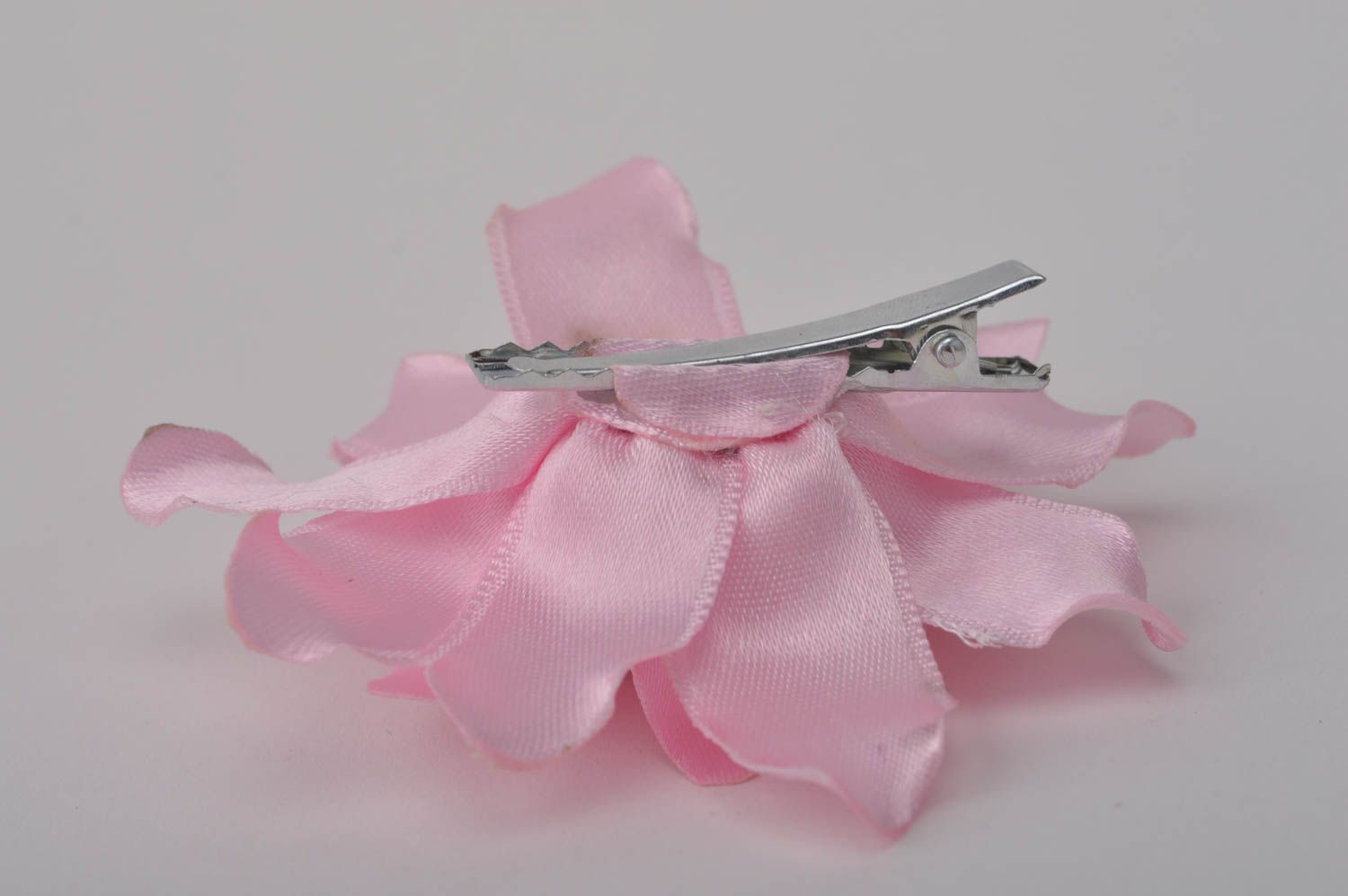 Украшение ручной работы заколка с цветком аксессуар для волос розовый георгин фото 5
